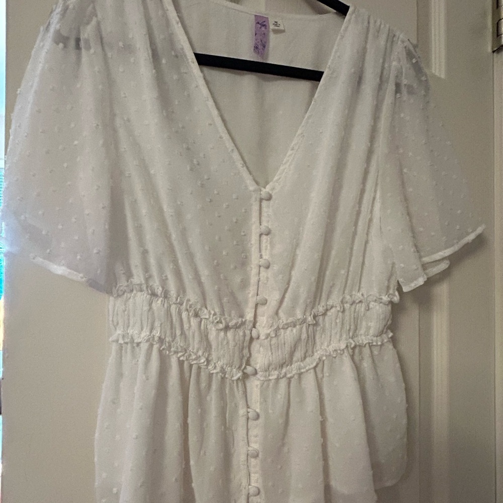 White Button-Down Women's Top
